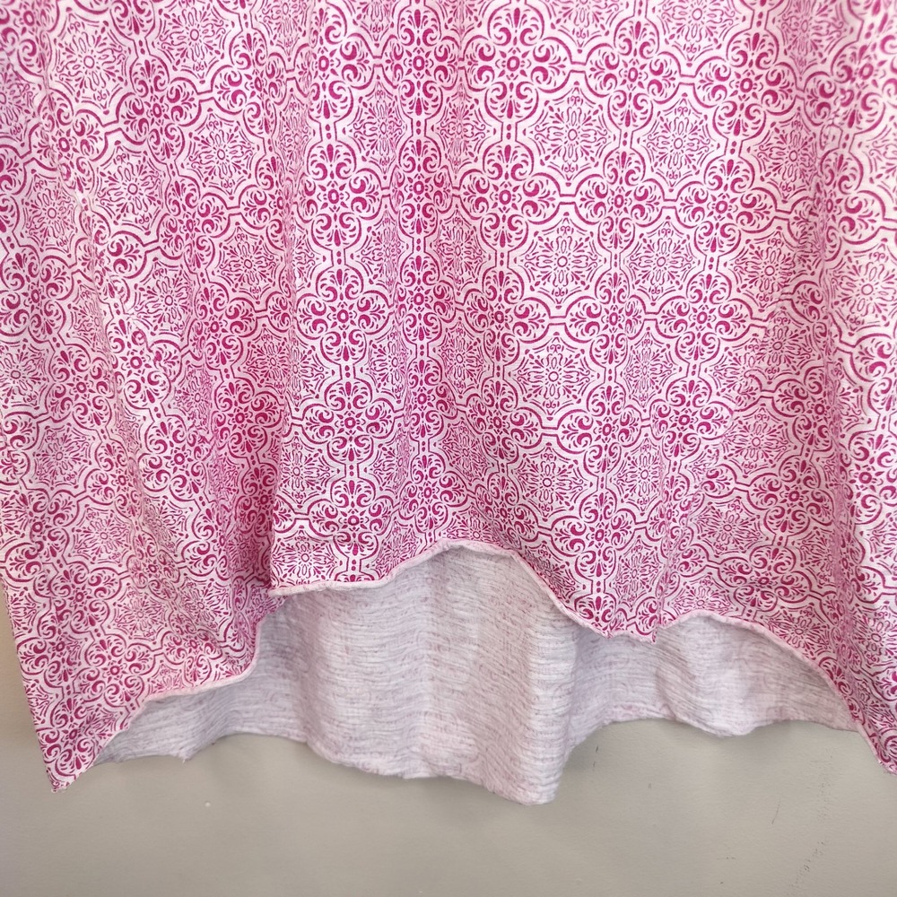 Chico's The Ultimate Tee Womens 1 / Medallion Floral Pink White Hi Low Hem - Picture 3 of 9